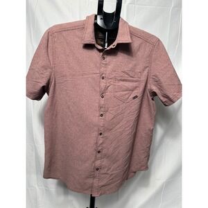 5.11 Tactical Mens Short Sleeve Button Down Shirt Red‎ Heathered Medium EDC